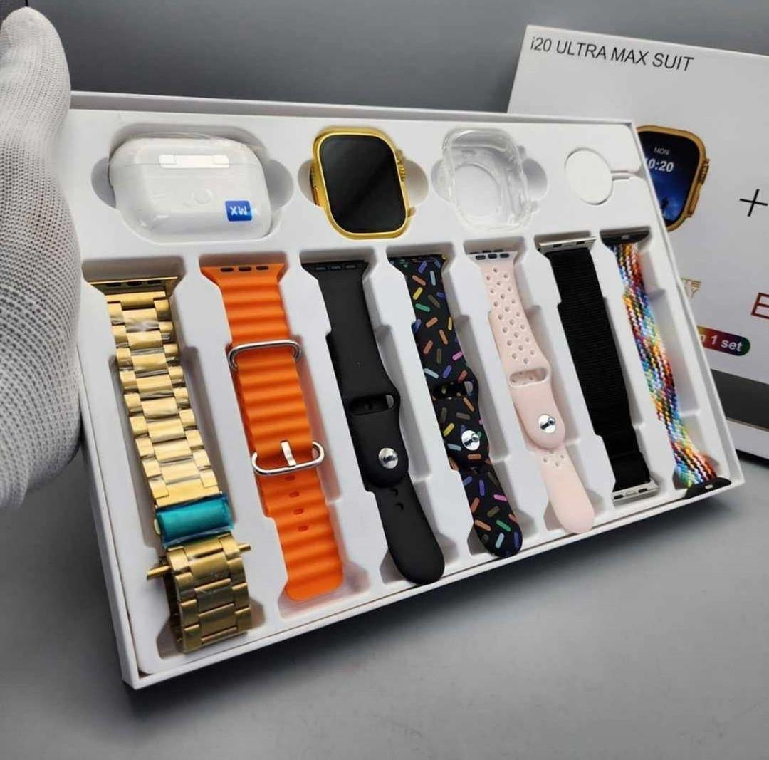 I20 Ultra Max Suit 10 in 1 ( smart watch & Airpods + 7 straps )