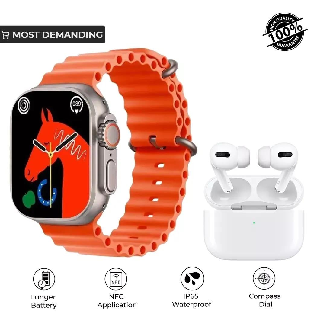 I20 Ultra Max Suit 10 in 1 ( smart watch & Airpods + 7 straps )